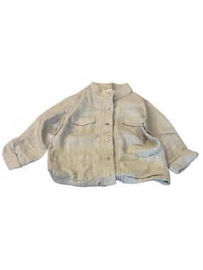 C&C California Lightweight Beige  Linen Women's Button-Up Jacket